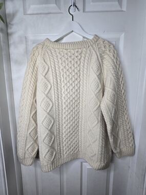 Bonner of Ireland Handknit Pure New Wool Irish Aran Cable Knit Sweater XL Autumn